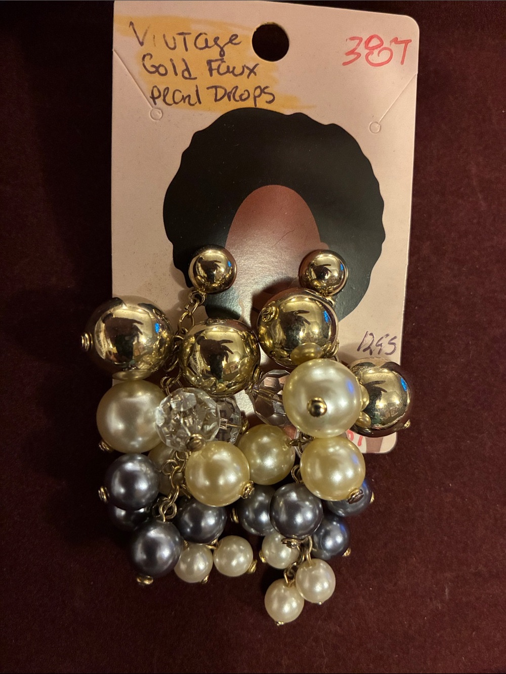 Gold Multi-Pearl Drop Earrings - Vintage-Inspired